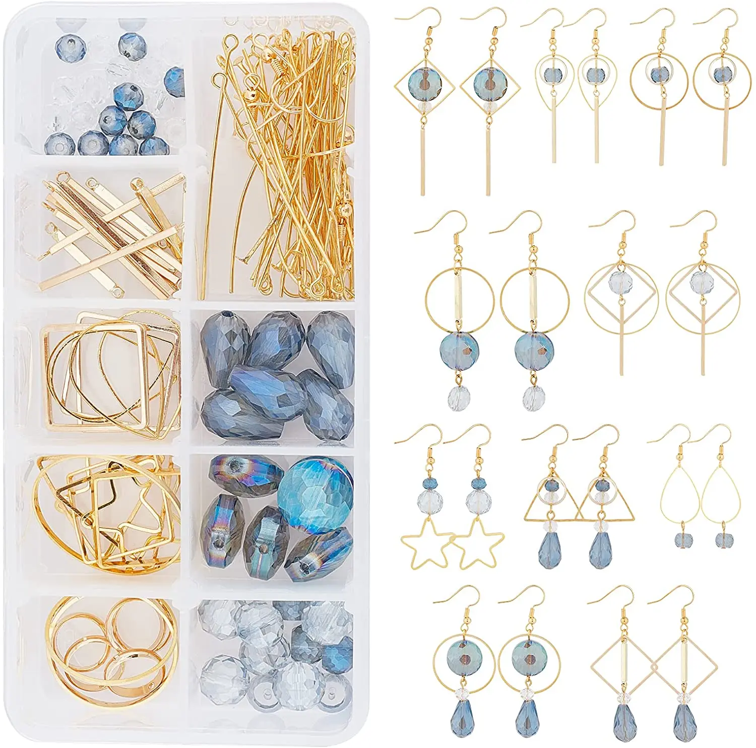 

10 пар стеклянных бусин, 6 форм, 1 коробка