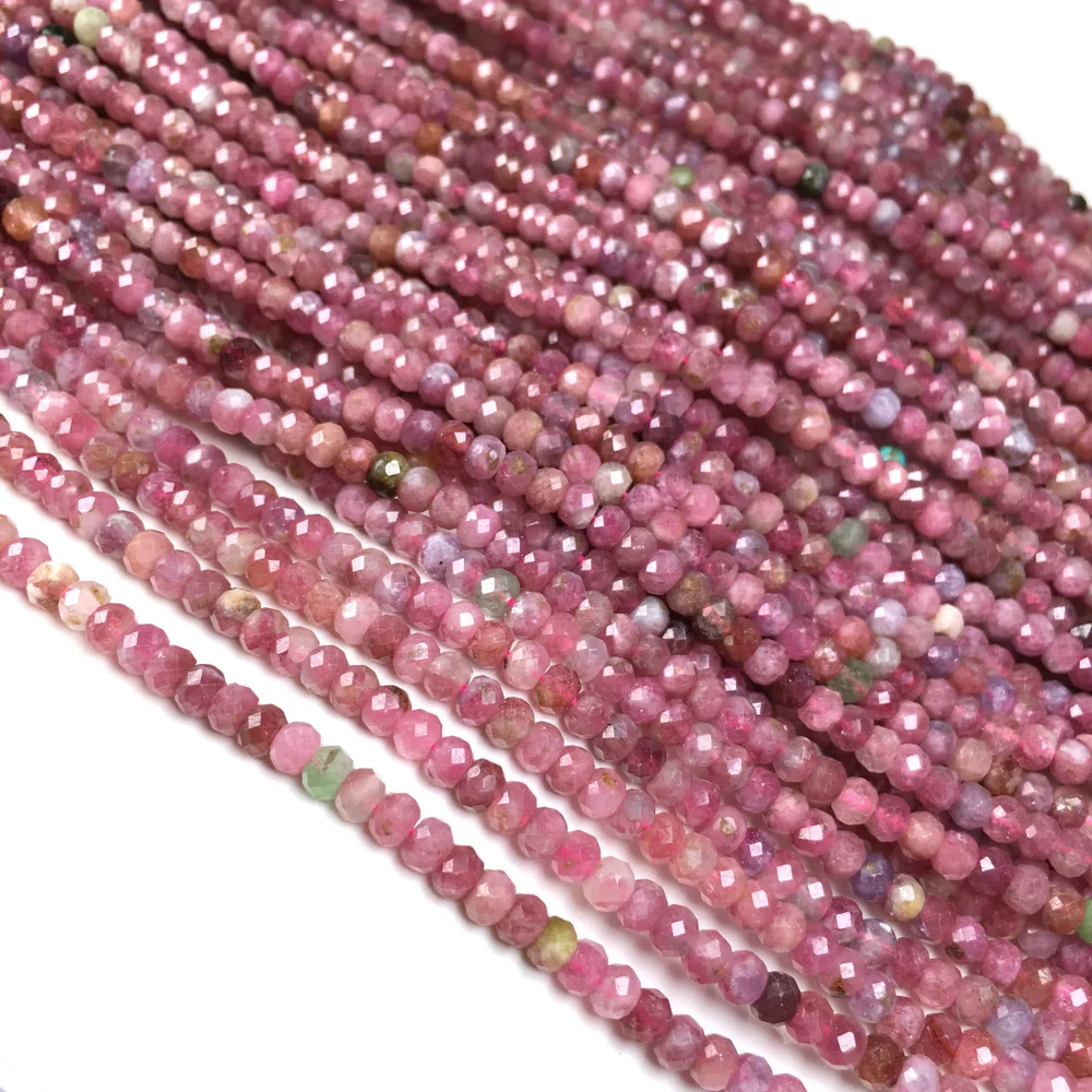 Граненый красный турмалин из натурального камня маленькие бусины с отверстием