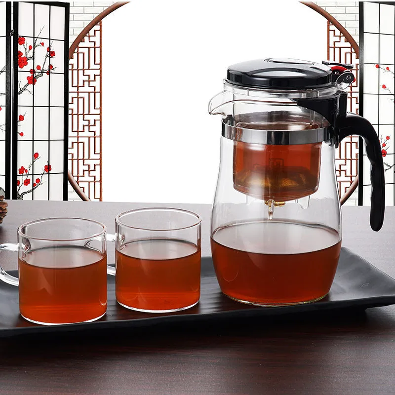 Heat Resistant Glass Tea Infuser Pot Chinese Kung Fu Set Puer Kettle Coffee Maker Convenient Office Sets | Дом и сад
