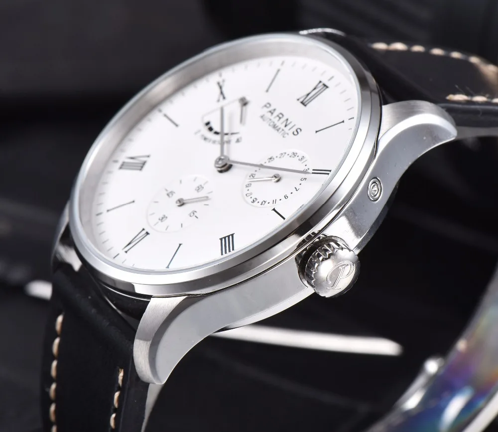 2019 Роскошные автоматические механические мужские часы Parnis41mm с автоподзаводом