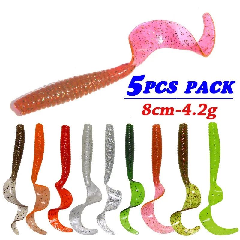 

5pcs/lot Soft Silicone Fishing Lures Jigging Bait Fish Larvae Bass Wobbler Baits Artificial Swimbait Freshwater Fishing Tackle