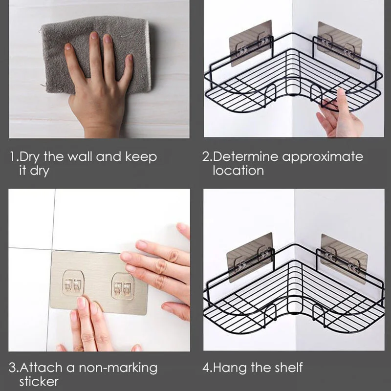 

Toilet Bathroom Shelves Bathroom Accessories Shower Wall Mount Kitchen Triangle Storage Shelf Home Wrought Iron