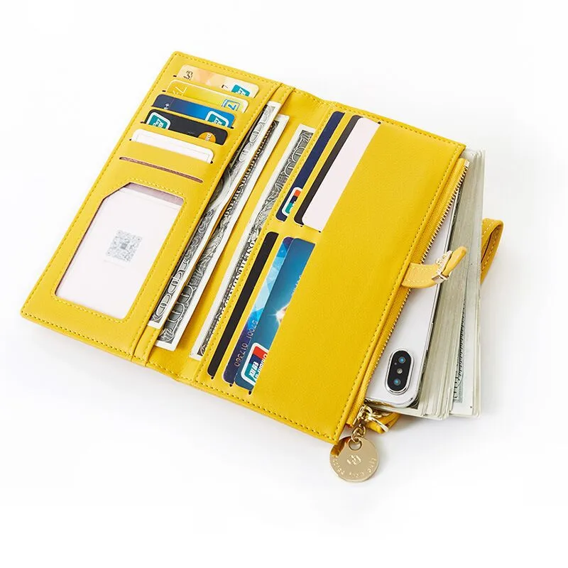 Vento Marea Women Wallet Faux Leather Fashion Lady Wristlet Handbags Long Female Money Bag Zipper Coin Purse Pink Card ID Holder