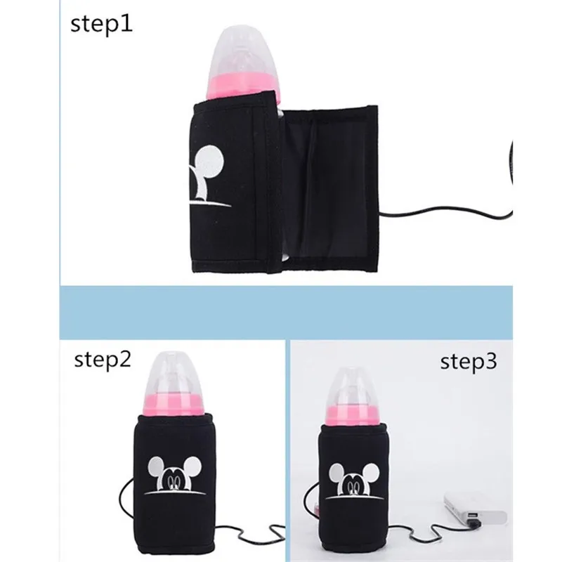 Disney Mickey Cartoon USB Heater Diaper Bag Bottle Warmer Baby Feeding Accessory images - 6