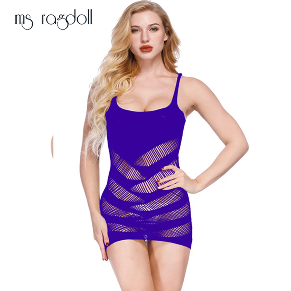Фиолетовый MS Ragdoll, сексуальное нижнее белье, белое, с дырочками, высокая эластичность, ночная рубашка, костюмы, одежда для сна, секс-игрушки, модные женские боди, нижнее белье - Цвет: Фиолетовый