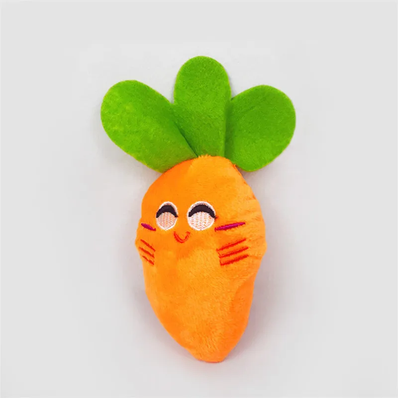 Carrot 1 шт. звучащий щенок собака жевательная игрушка фрукты овощи курица барабан кости пищать игрушка для кошек домашних животных плюшевый красный перец Баклажан редиска - Цвет: Carrot
