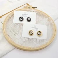 french retro round imitation pearl flower stud earrings fashion vintage design gold silver earrings women jewelry wholesale