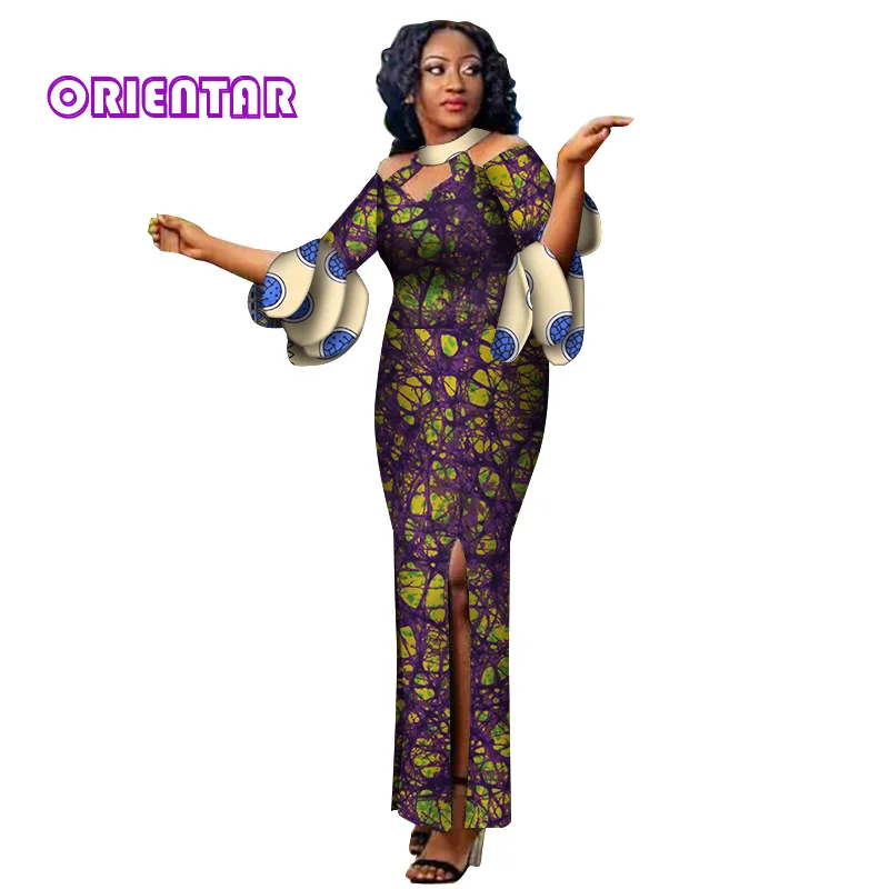 Базен африканские платья для женщин принт Splice длинные Дашики платье в