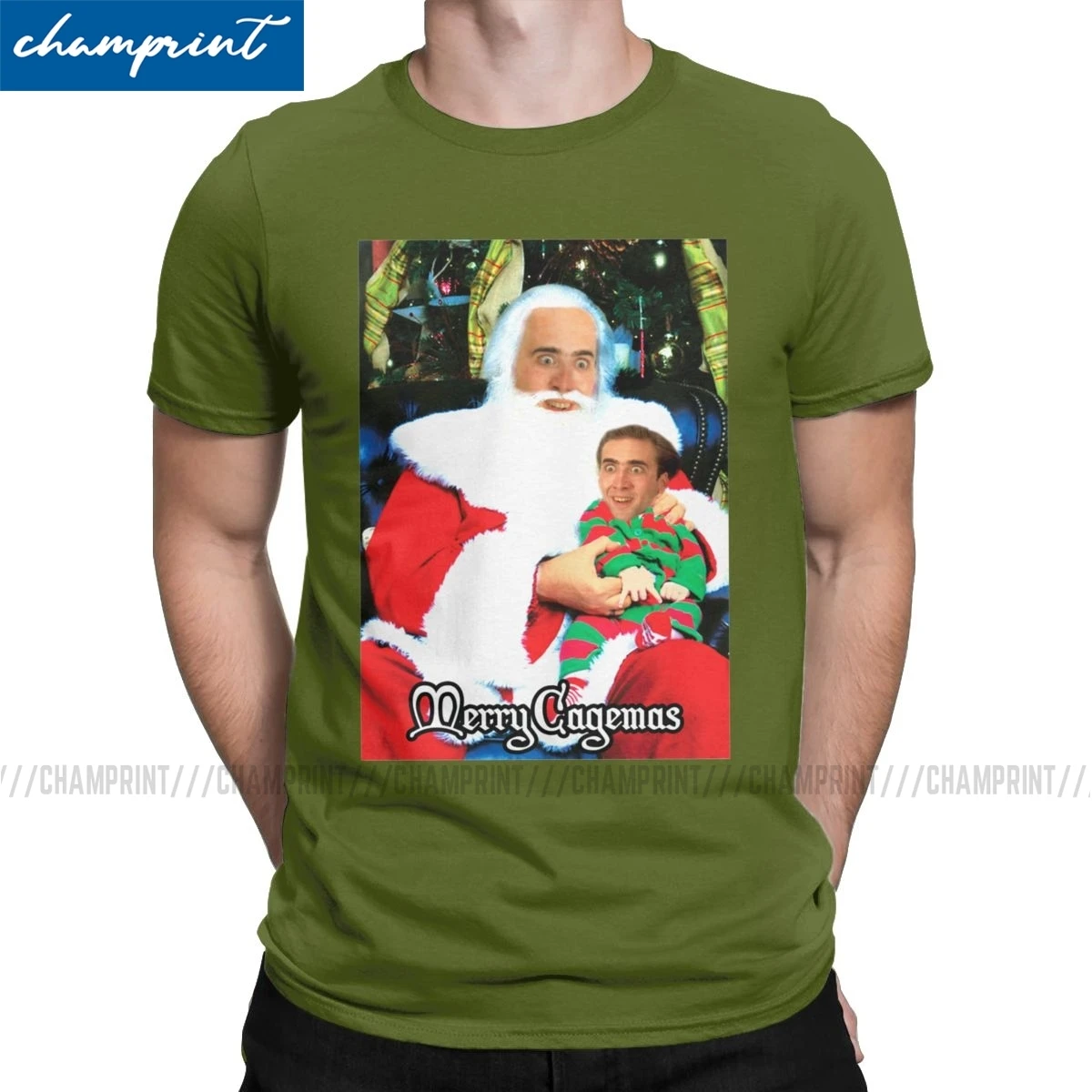 Merry Cagemas Санта до колена Николя клетка футболки с рождественским узором для
