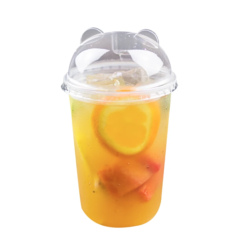 

50pcs 90 caliber U-shaped thick cold drink packaging cups 400ml 500ml 700ml diposable juice coffee milk tea plastic cup with lid