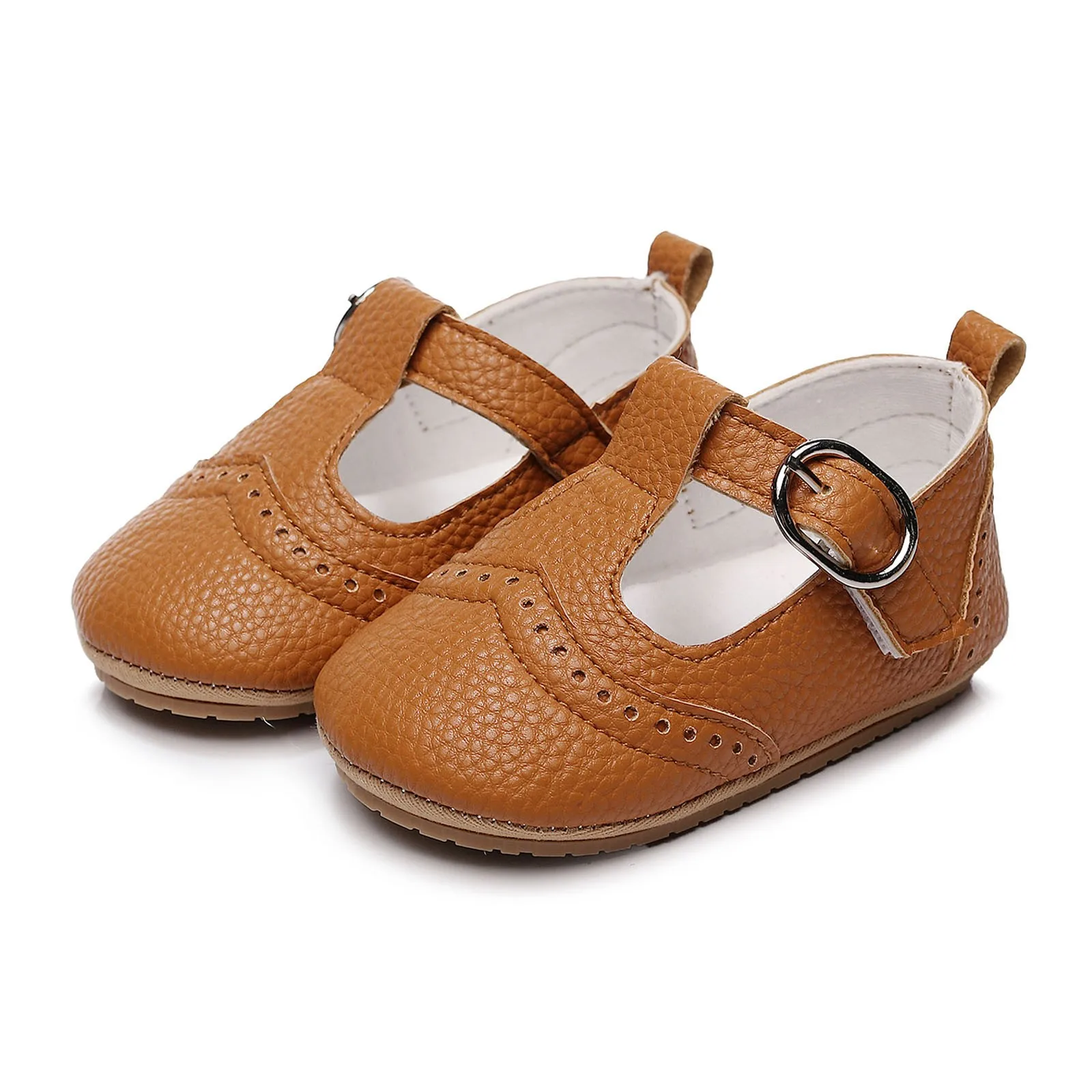 

Kids Casual Shoes Buckle Bright leather Toddler shoes Strap Breathable Non-slip Shoes Round hole Hollow out Baby Shoes chaussure