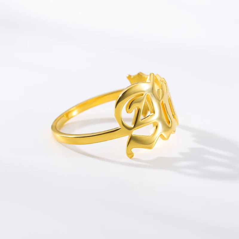 Кольцо с именем на английском в стиле ретро готическое ювелирное изделие кольца