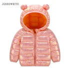 Куртка на хлопковом наполнителе с капюшоном для младенцев, куртка на хлопковом наполнителе, пуховик для маленьких девочек, одежда, яркое удобное пальто с ушками