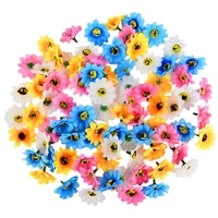 50pcs mini silk sunflower artificial daisy flower head for wedding party decoration diy scrapbooking wreath craft fake flowers