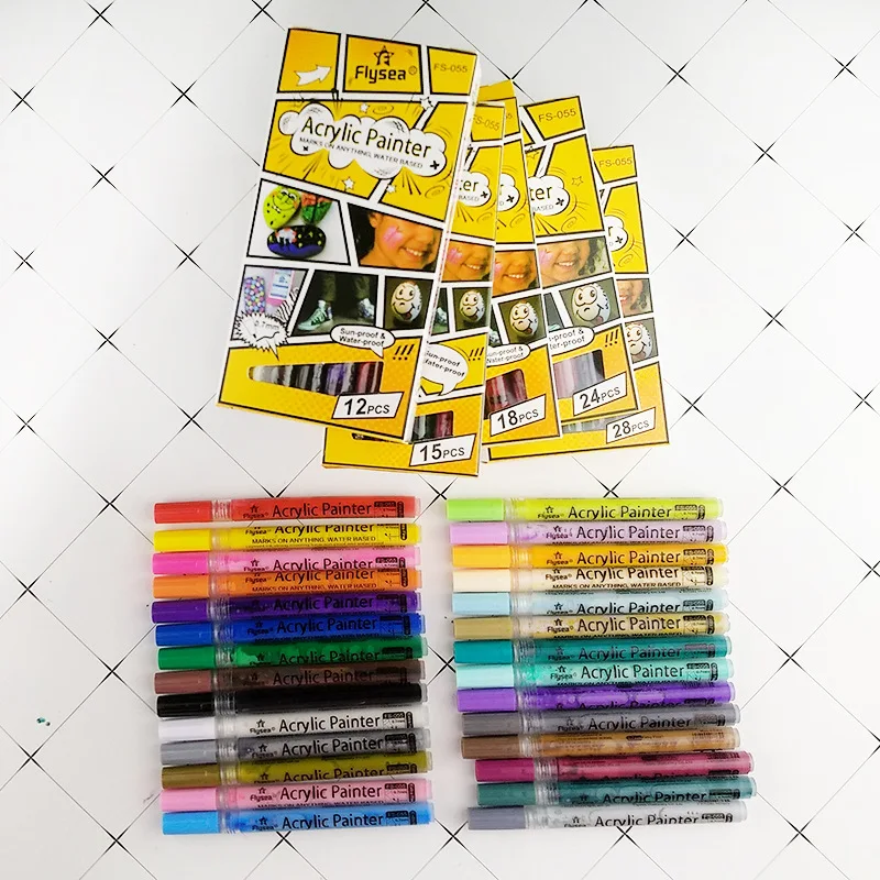 Набор цветных акриловых красок яркие отметки для рисования на водной основе
