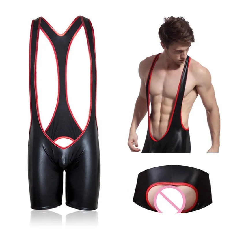 Фетиш мужские гей латексные брюки с вырезами сексуальные кожаные открытой