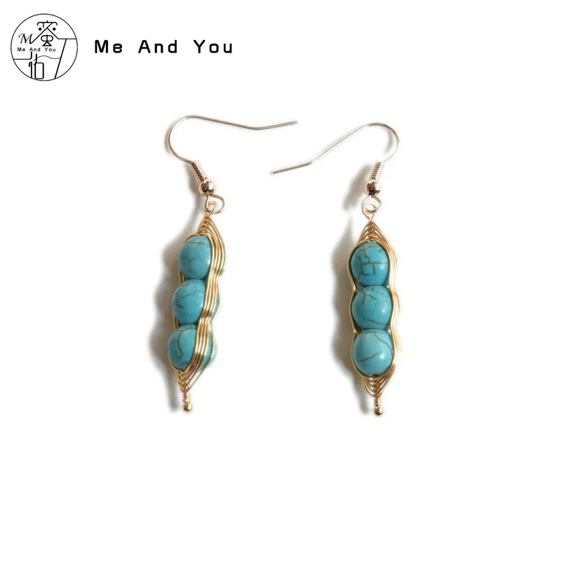 

Peanut Shape Turquoise Women Earrings Temperament Jewelry Tea Baroque