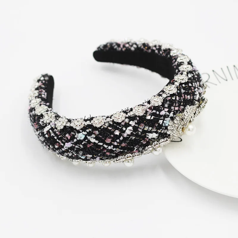 

New Baroque Geometric Luxury Headband for Women Inlaid with Rhinestones and Pearls Girls Prom Catwalk Hairband Hair Accessories