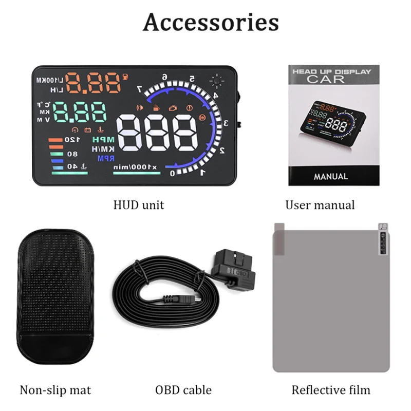 OBD2 HUD Автомобильный дисплей 5 &quotсветодиодный проектор на ветровом стекле OBD