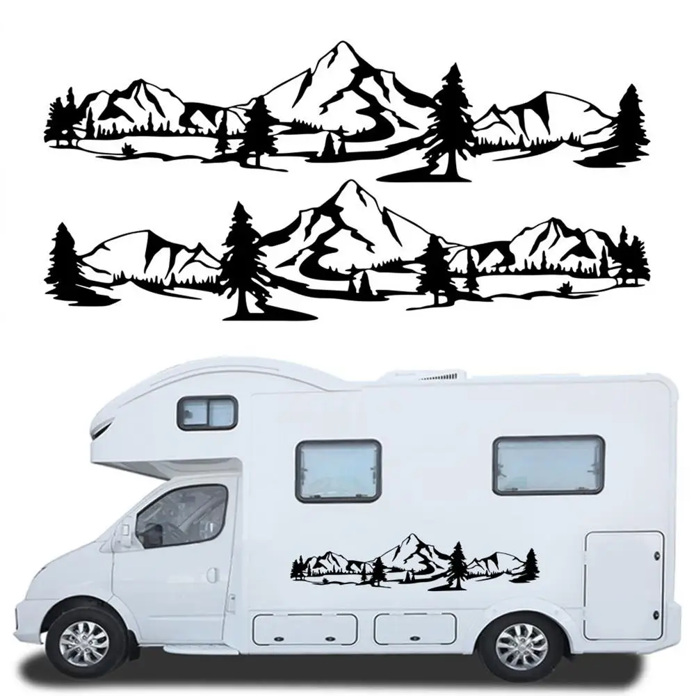 

2PCS Auto Car Stickers Waterproof 150cm Car Body Sticker Tree Mountain Car Decoration Decals For RV Truck