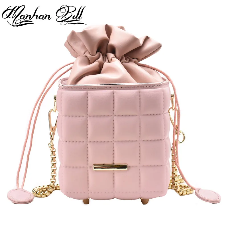 

PU Drawstring Solid Color Stitched Shoulder Bag Soft Handle Open Pocket Single Messenger Bag Small Square Bag 31243