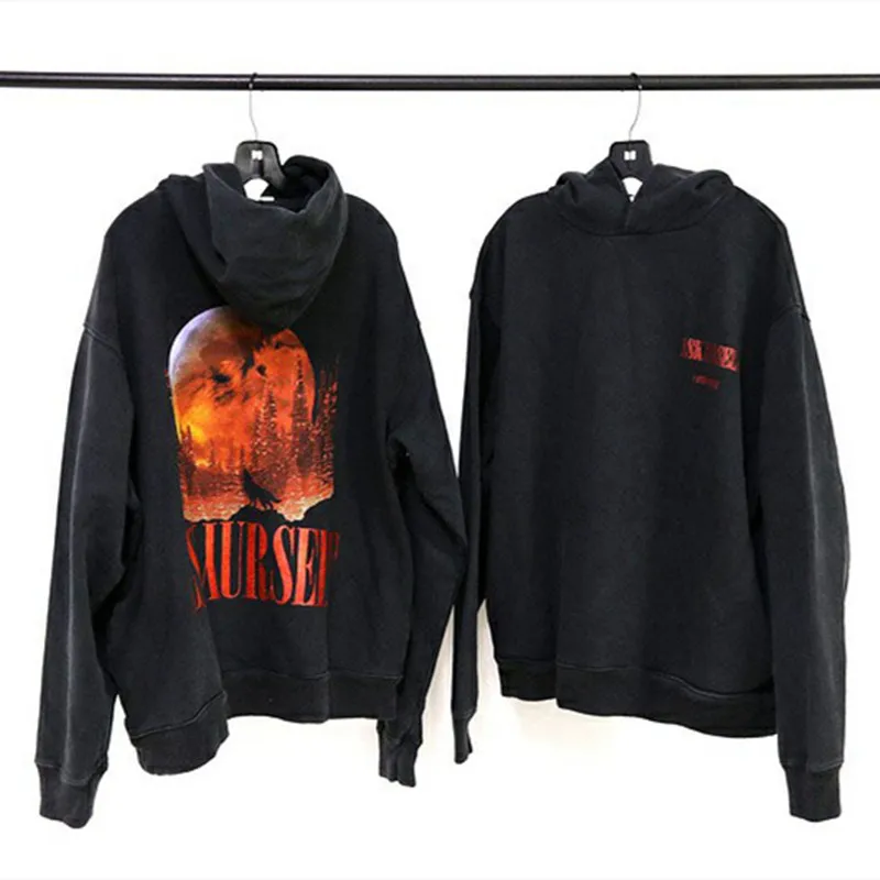 

Blood Moon Night Wolf Printing Askyurself Hoodie Hoody Men Women Askyurself Pullover Vintage Sweatshirts