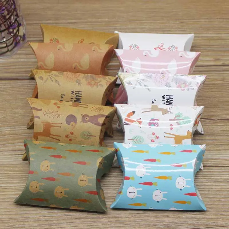 Коробка из крафтовой бумаги 9x7x2 5 см в форме подушки подарочные коробки для