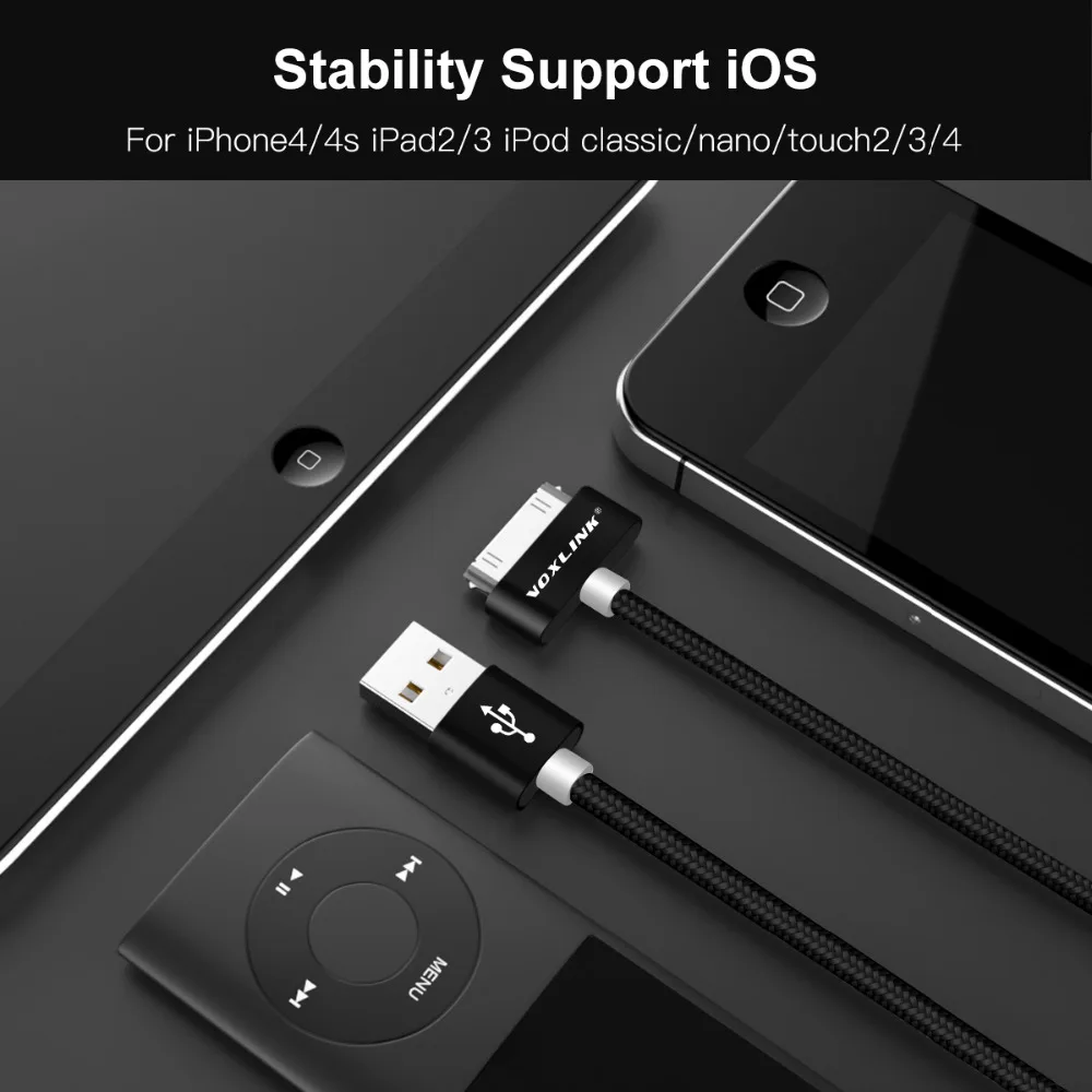 VOXLINK USB кабель для быстрой зарядки для iphone 4 4s 3g S 3g iPad 1 2 3 iPod Nano itouch 30 Pin зарядное устройство адаптер для синхронизации данных шнур