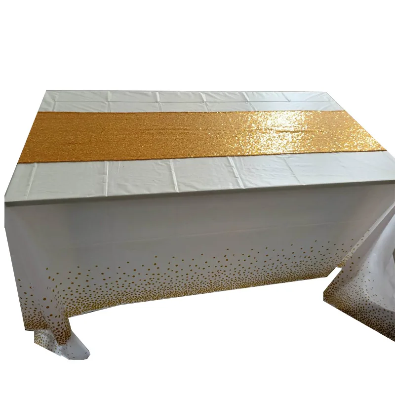 

Rectangle Tablecloth Sequins Table Runner Set Waterproof Table Cloth for Parties Wedding Banquet FB