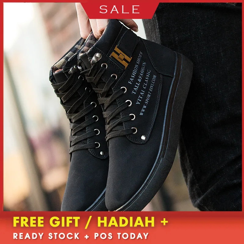 Koovan Men's Sneakers Boots 2019 Matte Leather High Top Shoes Large Size 47 Retro Casual Male | Обувь