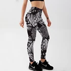 Женские леггинсы с мозаикой, черно-белые леггинсы в полоску, с рисунком паутины