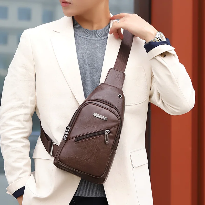 

Luxury Designer Bags Men CrossBody Bags Plaid Zipp Chest Bag for Men Travel Pu Leather Male Crossbody Shoulder Bags Best Sellers