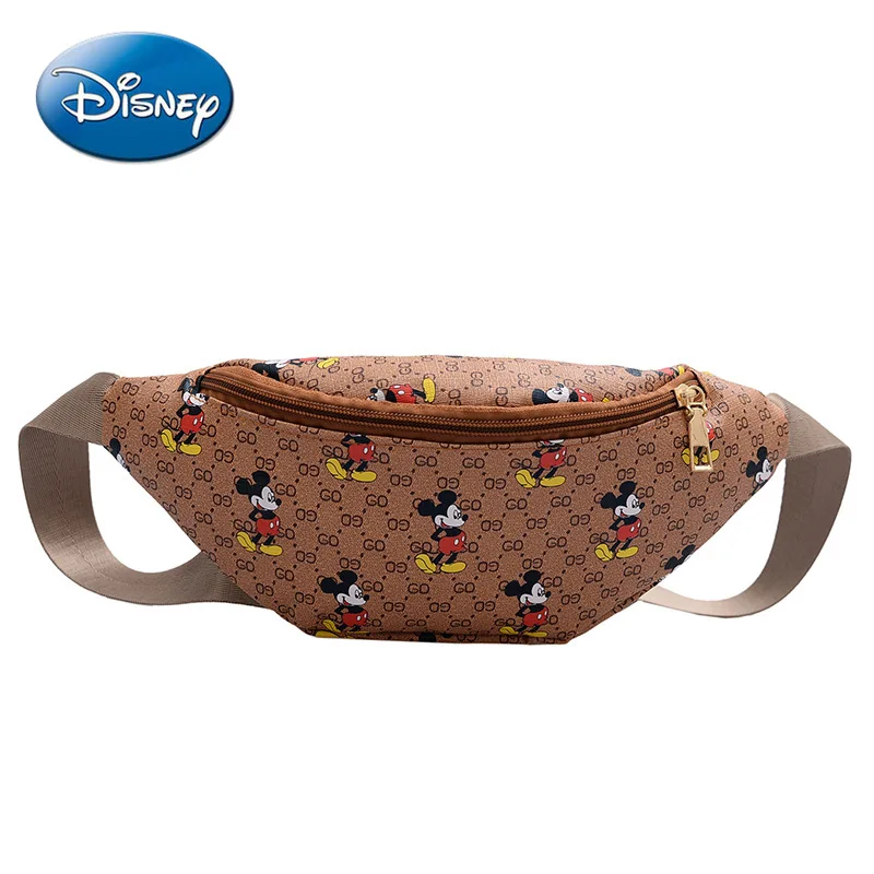 

2021 Disney Mickey Mouse All-match Fashion Messenger Waist Bag PU Messenger Bag Chest Bag Women