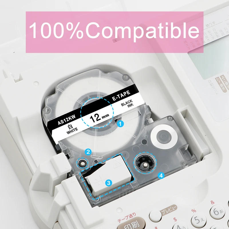 Labelife 1 шт. 12 мм кВт стандартная совместимая с Epson LabelWorks лента LK черная на белая для