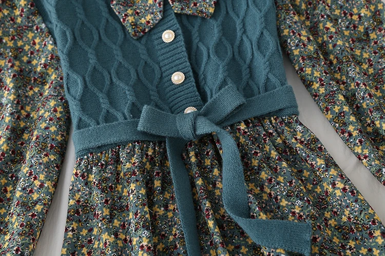 Женское весенне-осеннее платье 2021 повседневное эластичное вязаное лоскутное