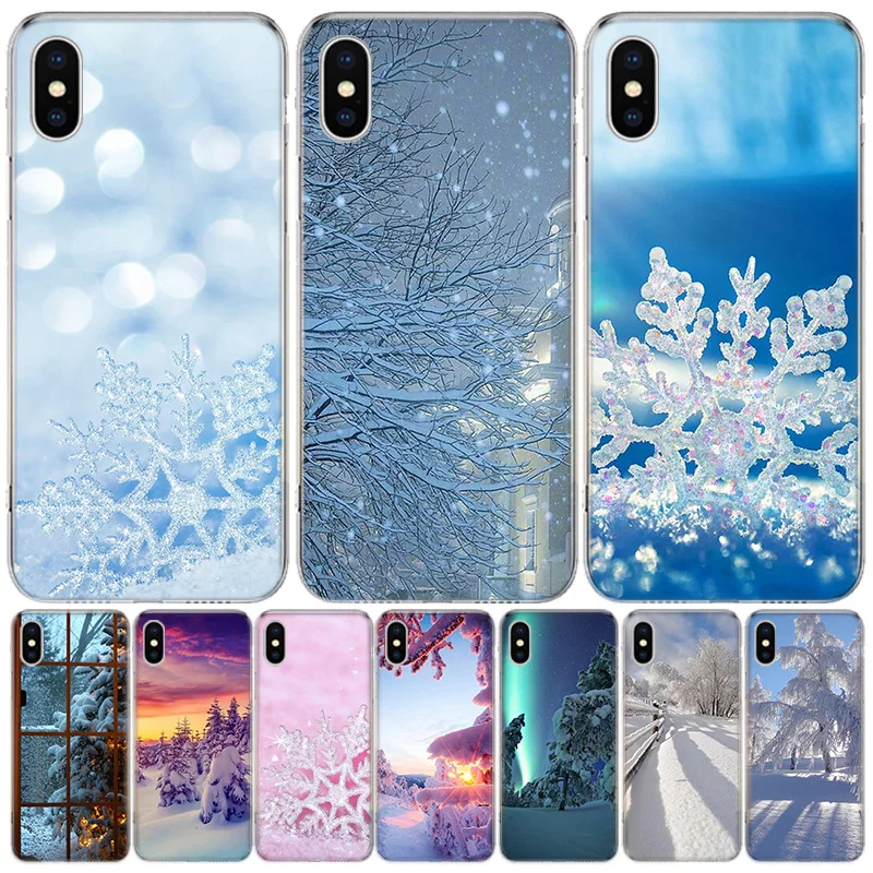 

Landscape Winter Light Snow Luxury Phone For Apple Iphone 13 14 Pro Max 12 Mini 11 Case X XS XR 8 Plus 7 6 6S SE 2020 5 5S Cover
