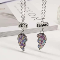 fashion good friend necklace two people stitching love couple necklace girlfriends student gift