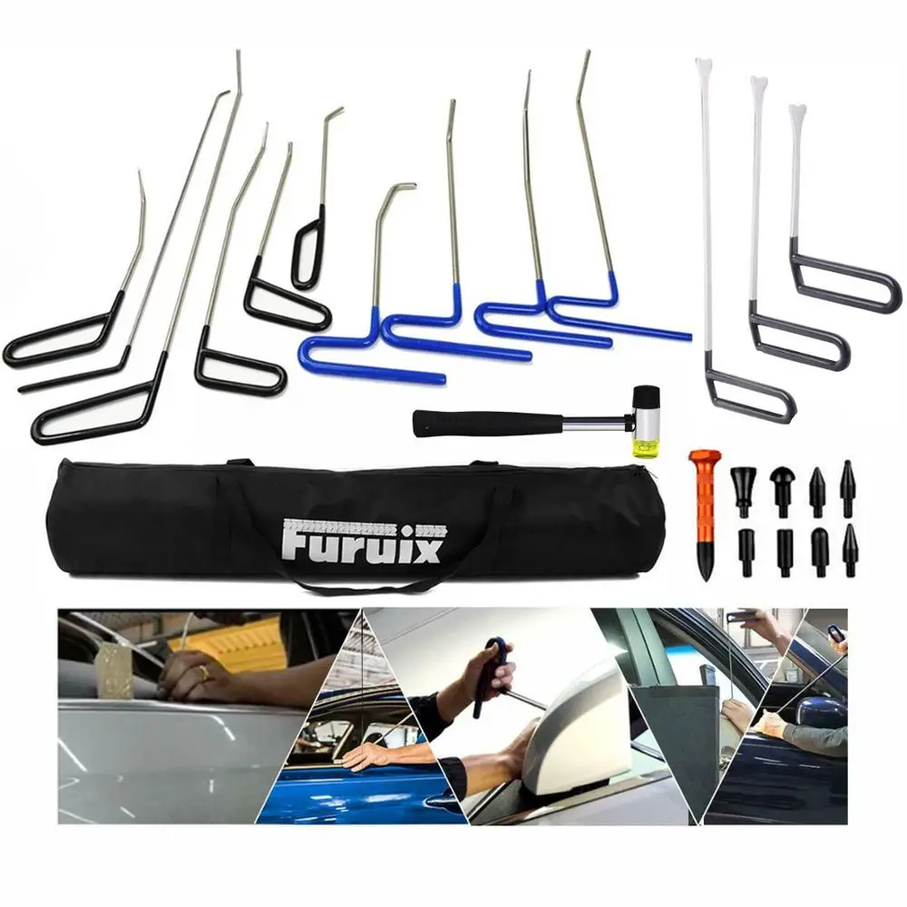 

Furuix PAINTLESS DENT REPAIR Tools Push Rods Spring Steel Kit Paintless Dent Repair Hail Removal Tool