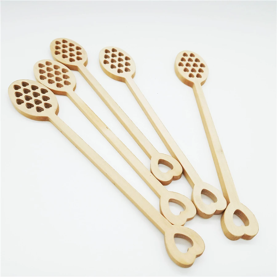 50 pcs Hollow Out Wooden Wood Honey Dipper Sticks, Honey spoon, Server for Honey Jar Dispense Drizzle Honey, Wedding Party Favor