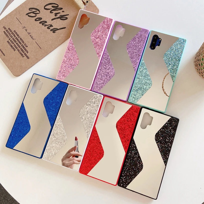 

Signalshin Makeup Mirror S Frame Phone Cases For Samsung Galaxy A71 A51 A81 A91 A21S M80S M21 J7 Prime Glitter Soft TPU Cover