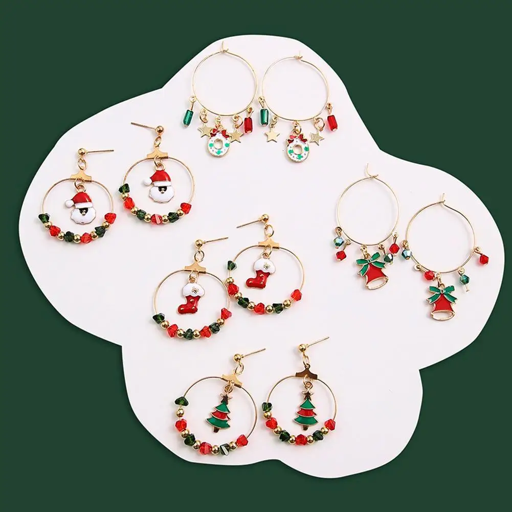 

Winter Christmas Earring Fashion Snowflake Tree Geometric Alloy Earrings Female Child Christmas Jewelry Gifts Crystal Earrings
