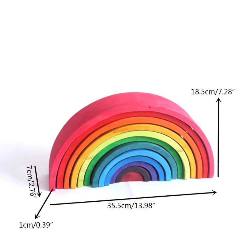 

Large 12-Piece Rainbow Stacker - Wooden Nesting Puzzle/Creative Building Blocks