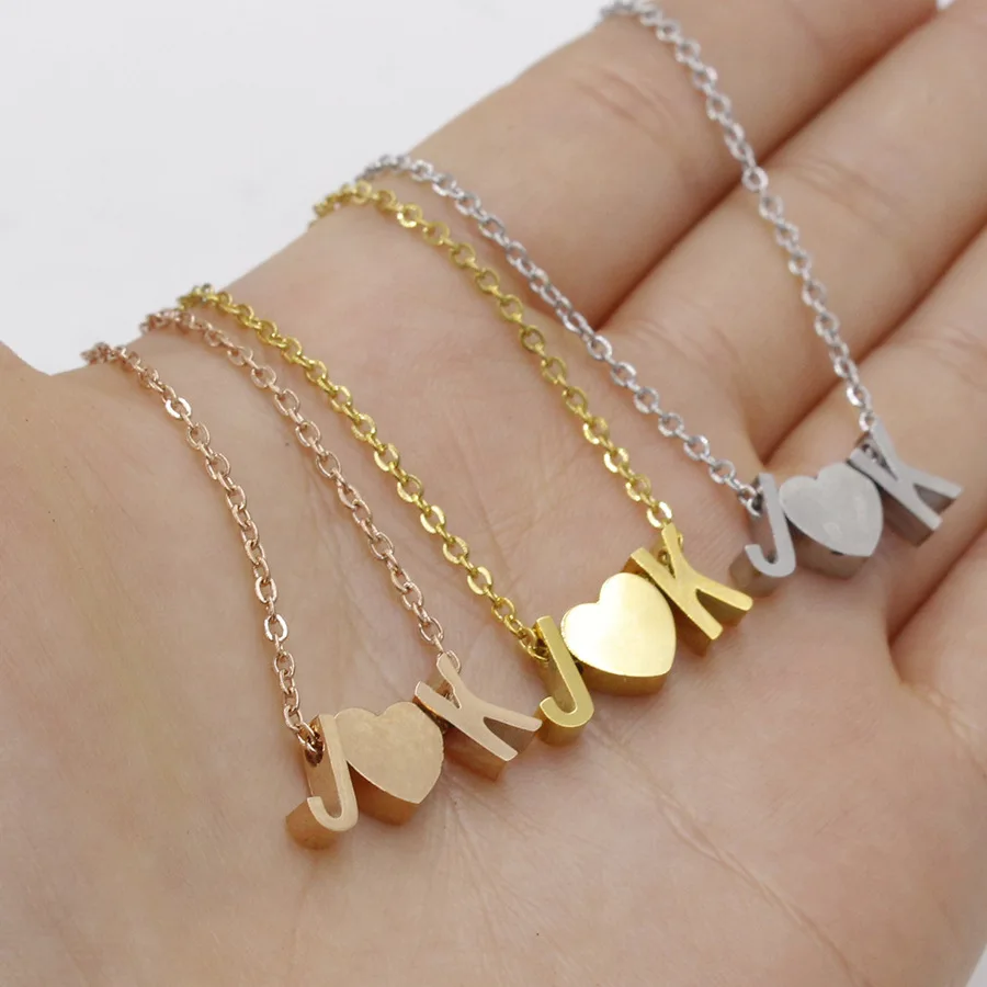 

YiJia Stainless Steel Initial Custom Name Pendant Necklace for Women Quality Personalise Jewelry Birthday Gift Dropshipping