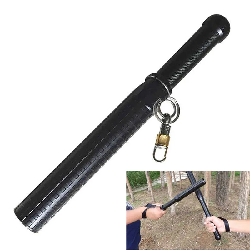 Powerful 800LM LED Keychain Flashlight Zoomable 18650 Tactical Lantern Q5 Self Defense Telescopic Stick Baton Torch For Camping