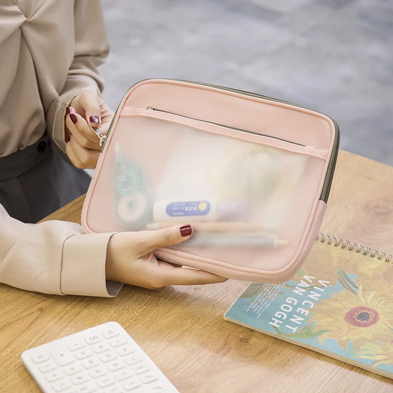 

Translucent Storage Bag File Package Pencil Case Zipper Student Stationery School Supplies Japanese Stationery Office Supplies