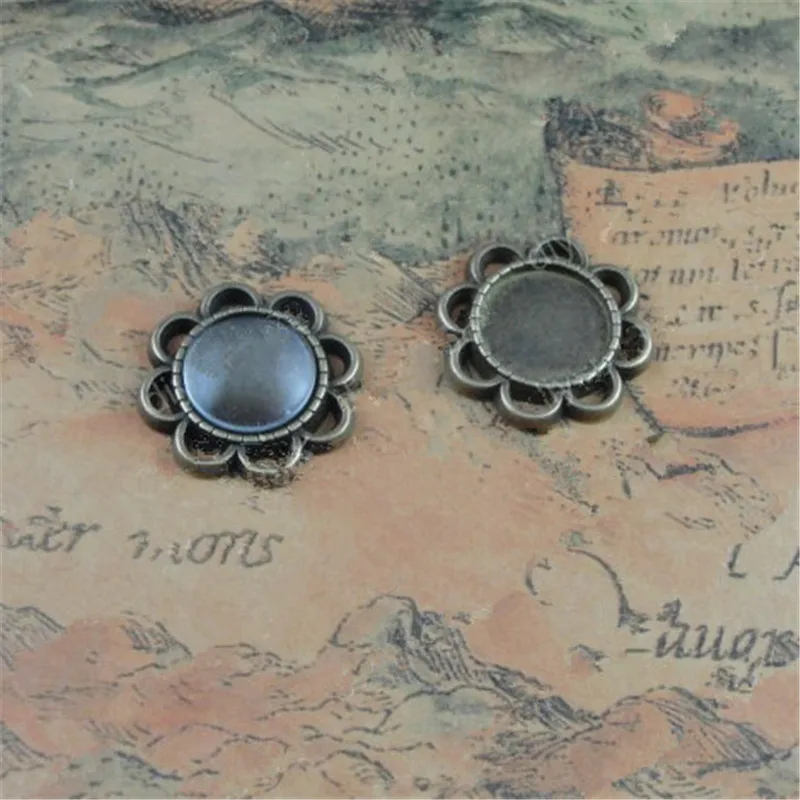 

100 шт./лот круглые серьги-кабошоны с полыми цветами, настройки для сережек 10 мм, подвески из сплава для ювелирных изделий «сделай сам»