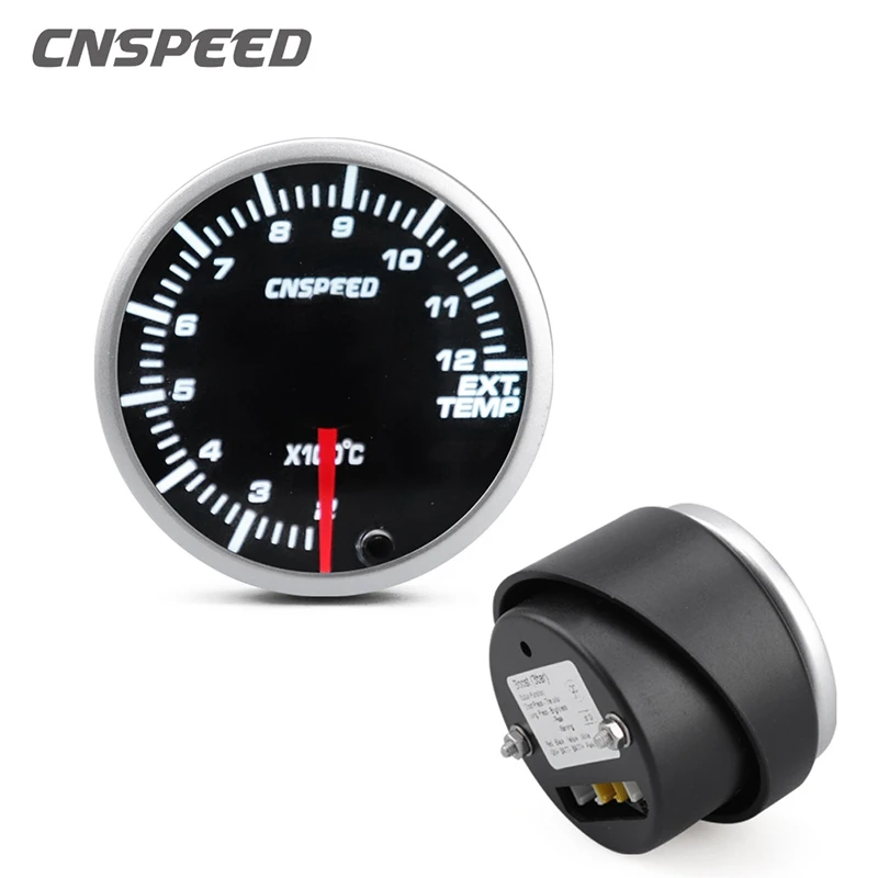 

CNSPEED 2 Inch 52mm Car 12V Exhaust Gas Temperature Gauge 200-1200°C LED 10-Color Exhaust Gas Temperature Gauge