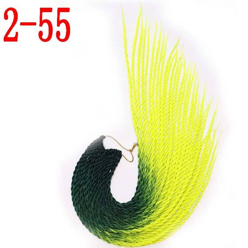 2-55 MERISIHAIR Ombre Сенегальские крученые волосы на крючках косички 24 дюйма 30 корней/упаковка синтетические косички волосы для женщин серый, синий, розовый, бро - Цвет: 2-55