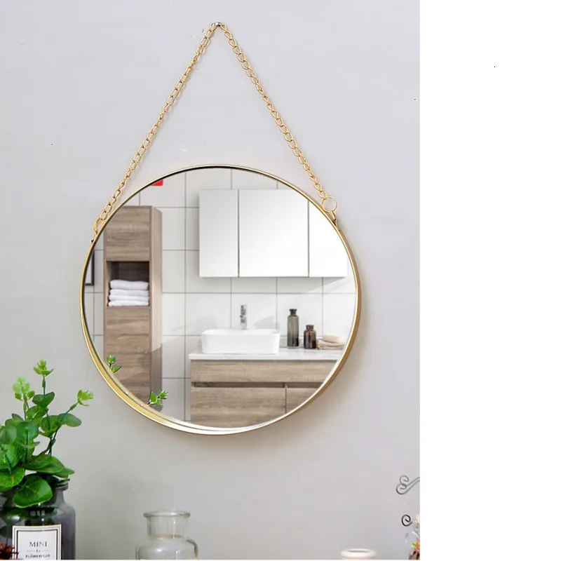 Зеркало подвесное туалетное зеркало для душевой комнаты Северная Европа Золотое