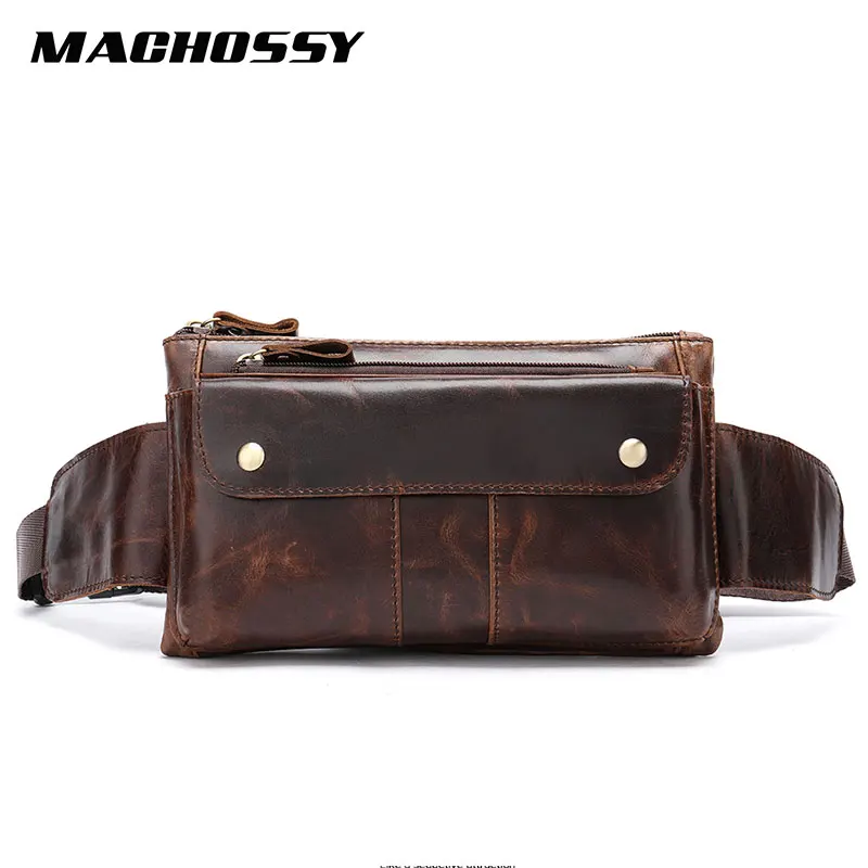

New Genuine Leather Waist Bag Fanny Pack Belt Bag Phone Pouch Bags Travel Waist Pack Men Small Waist Ba g Leather Pouch for Male